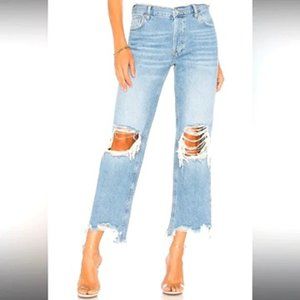 Free People Maggie Mid Rise Straight Jeans DENIM